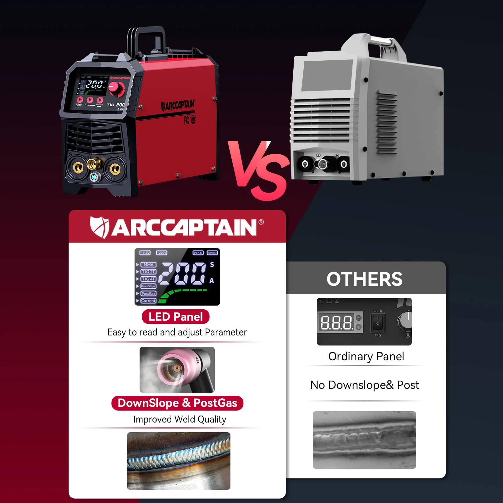 Arccaptain TIG200 DC TIG Welder HF TIG/Stick Inverter Welder - Image 3