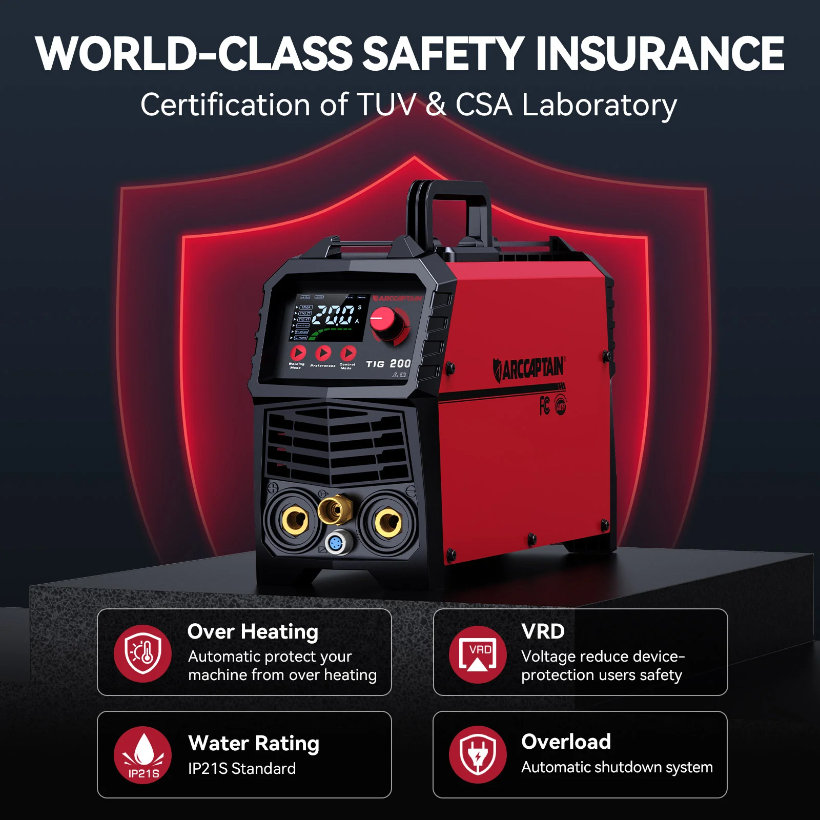 Arccaptain TIG200 DC TIG Welder HF TIG/Stick Inverter Welder - Image 4