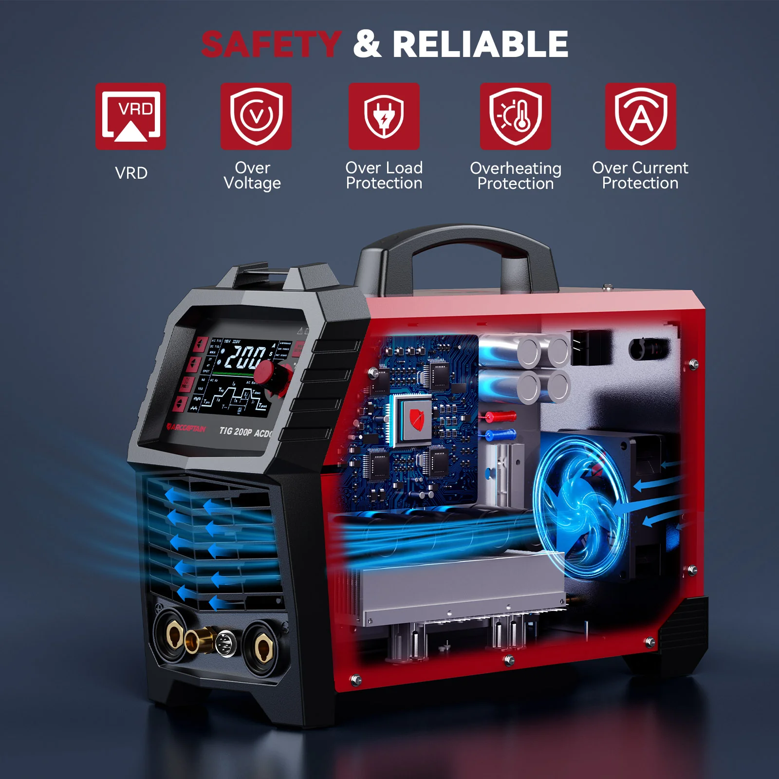 Arccaptain AC DC TIG200P Multi Process Pulse TIG Aluminum Welder - Image 4
