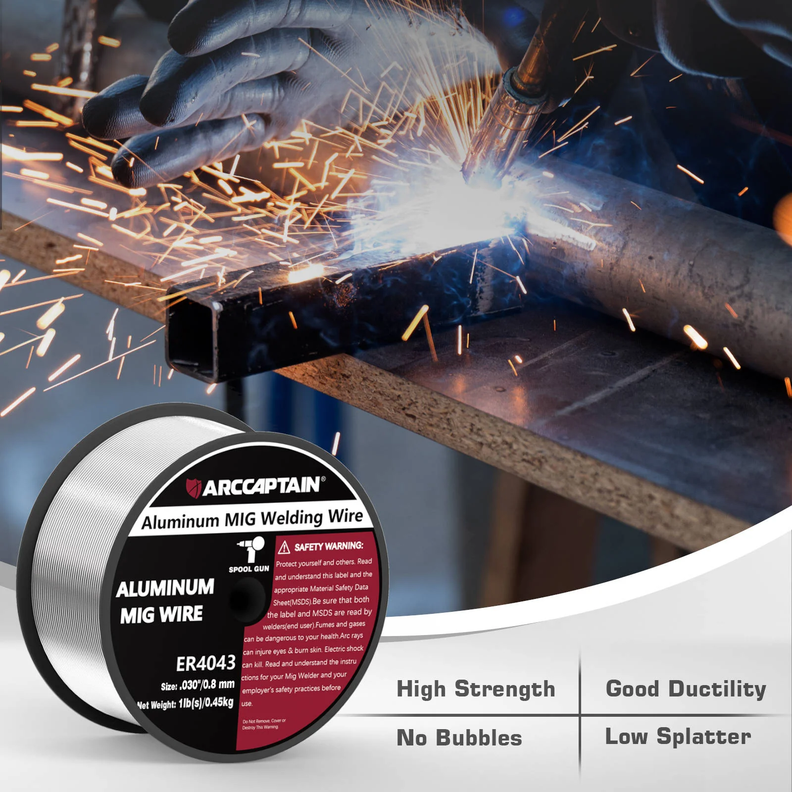 ARCCAPTAIN ER4043 Aluminum Welding Wire 1 Pound Aluminum MIG Wire - Image 7