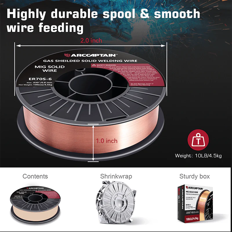 Arccaptain ER70S-6 Welding Wire 10 Lbs Low Splatter Mig Wire - Image 4