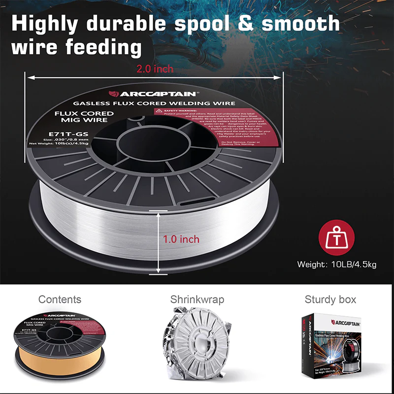 ARCCAPTAIN E71T-GS 10 Lbs Flux Core Welding Wire Non-GAS Mild Carbon Steel Welding Wire - Image 5