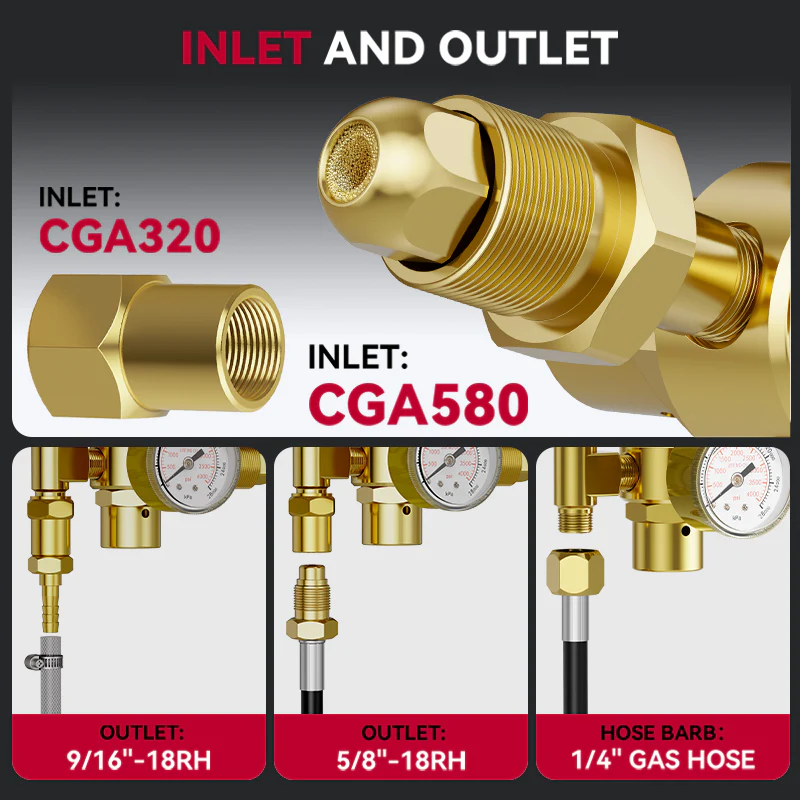 Argon CO2 Gas Regulator for MIG TIG Gas Welding Gas Pressure Regulator - Image 4