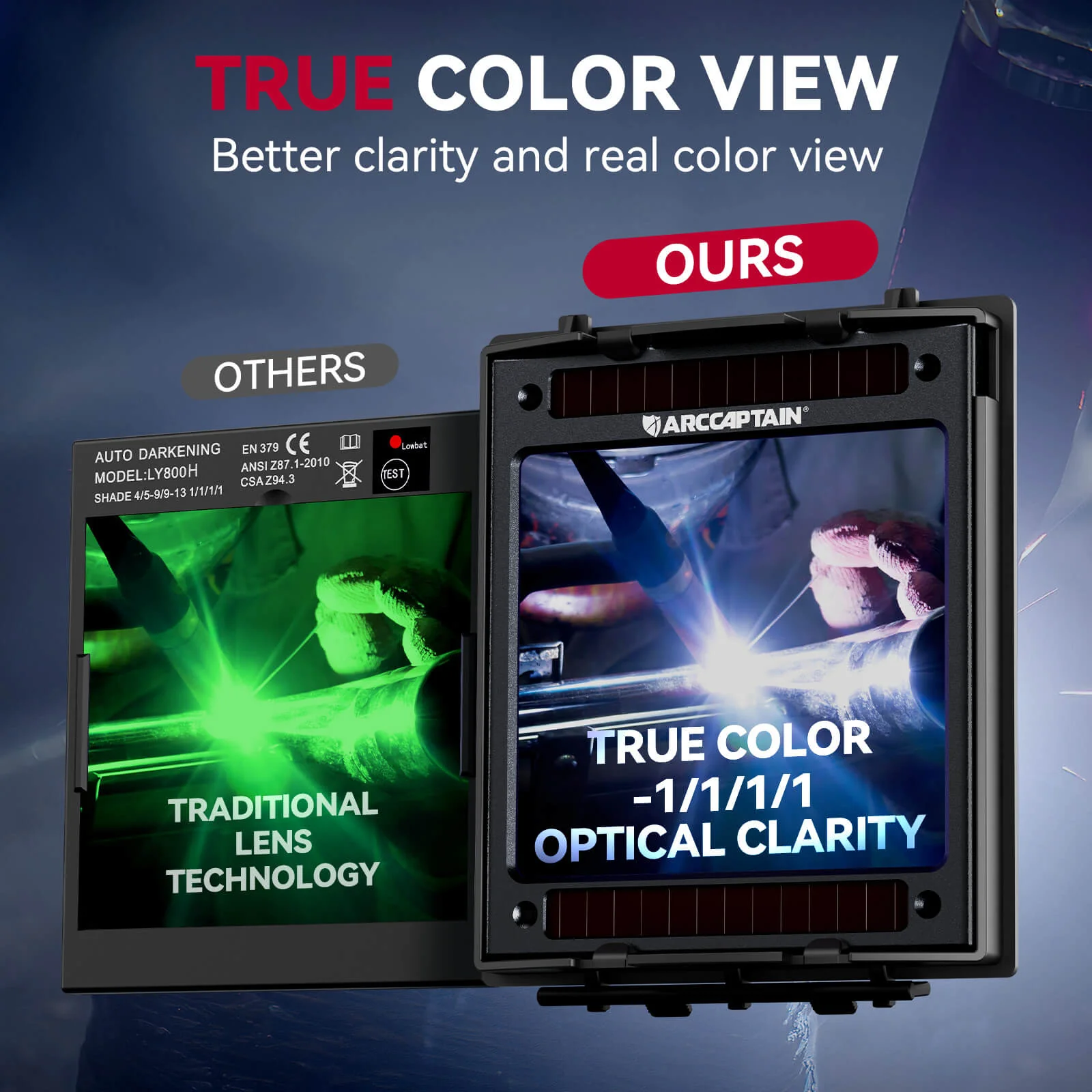 Auto Dark True Color Welding Helmet with LED Light CozyCraft X200 - Image 11