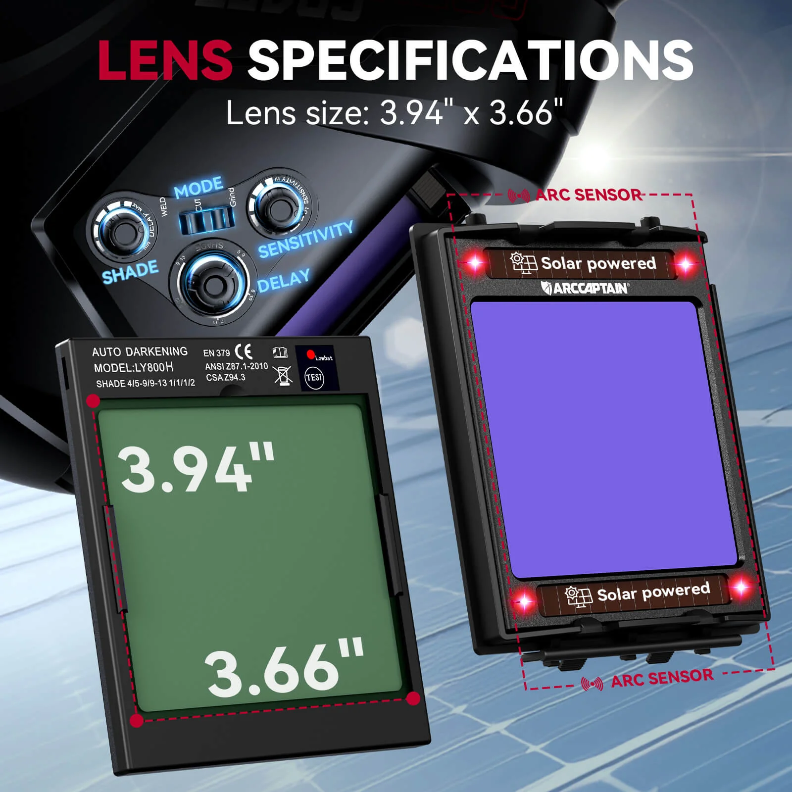 Auto Dark True Color Welding Helmet with LED Light CozyCraft X200 - Image 14