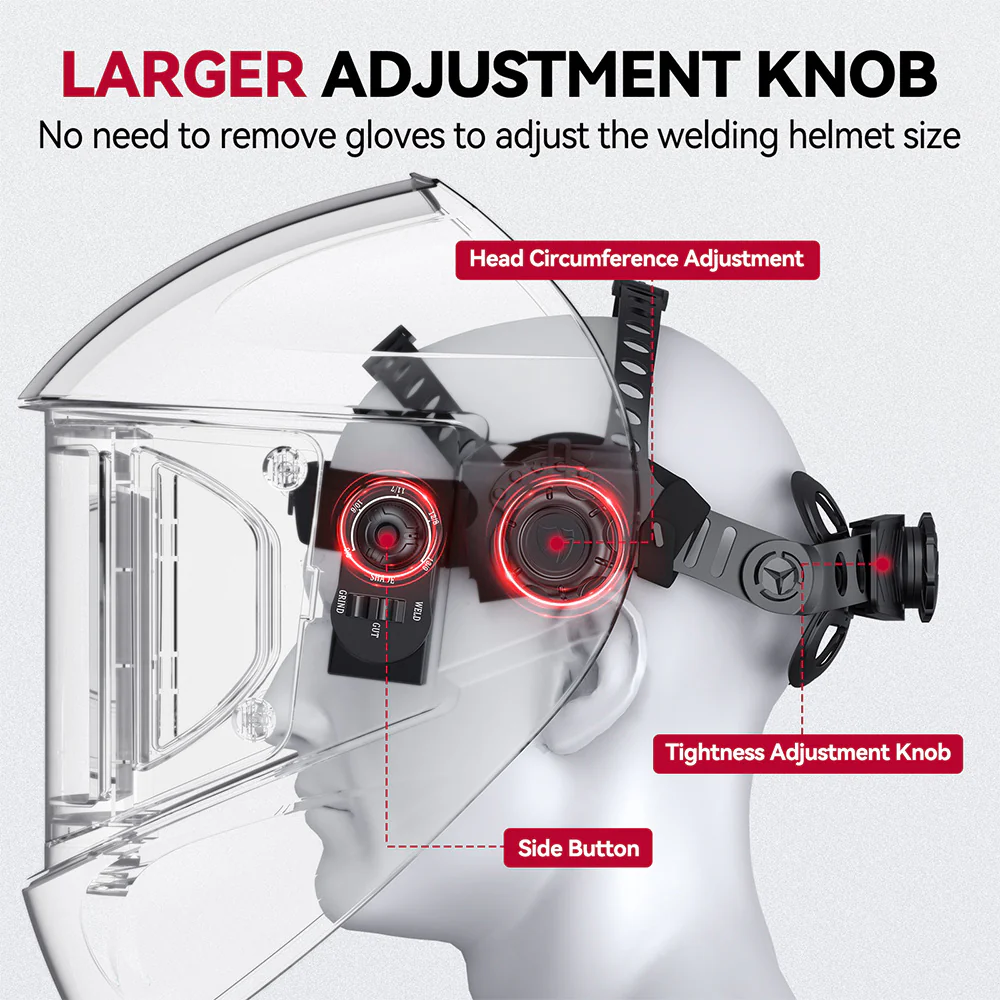 Super Large View Welding Helmet Black EXSpace X300 - Image 7