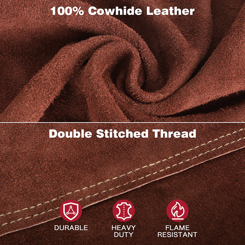 Arccaptain Heavy Duty Cowhide Welding Jacket Brown Leather Coat - Image 4