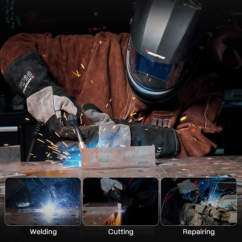 Arccaptain Heavy Duty Cowhide Welding Jacket Brown Leather Coat - Image 6