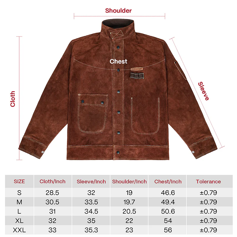 Arccaptain Heavy Duty Cowhide Welding Jacket Brown Leather Coat - Image 7