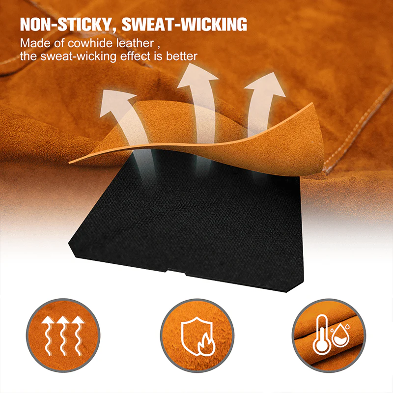 Heavy Duty Thick Leather Welding Apron/Heat Resistant Multi-Function Brown Apron - Image 3