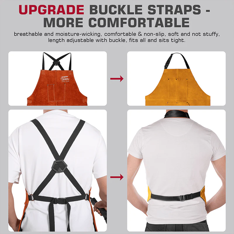 Heavy Duty Thick Leather Welding Apron/Heat Resistant Multi-Function Brown Apron - Image 8