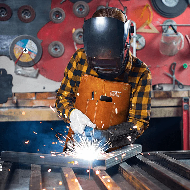 Heavy Duty Thick Leather Welding Apron/Heat Resistant Multi-Function Brown Apron - Image 9