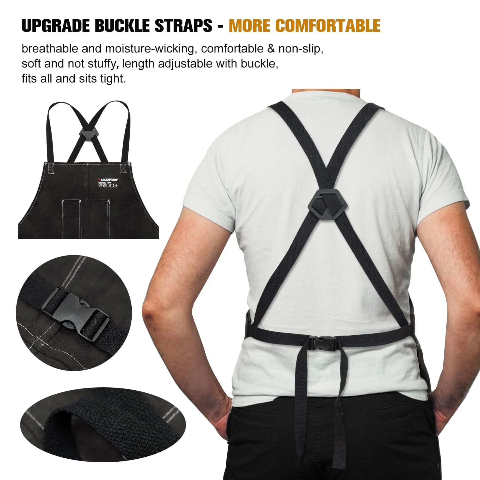 Arccaptain Leather Welding Apron Heat Flame Resistant Apron for Welding - Image 4