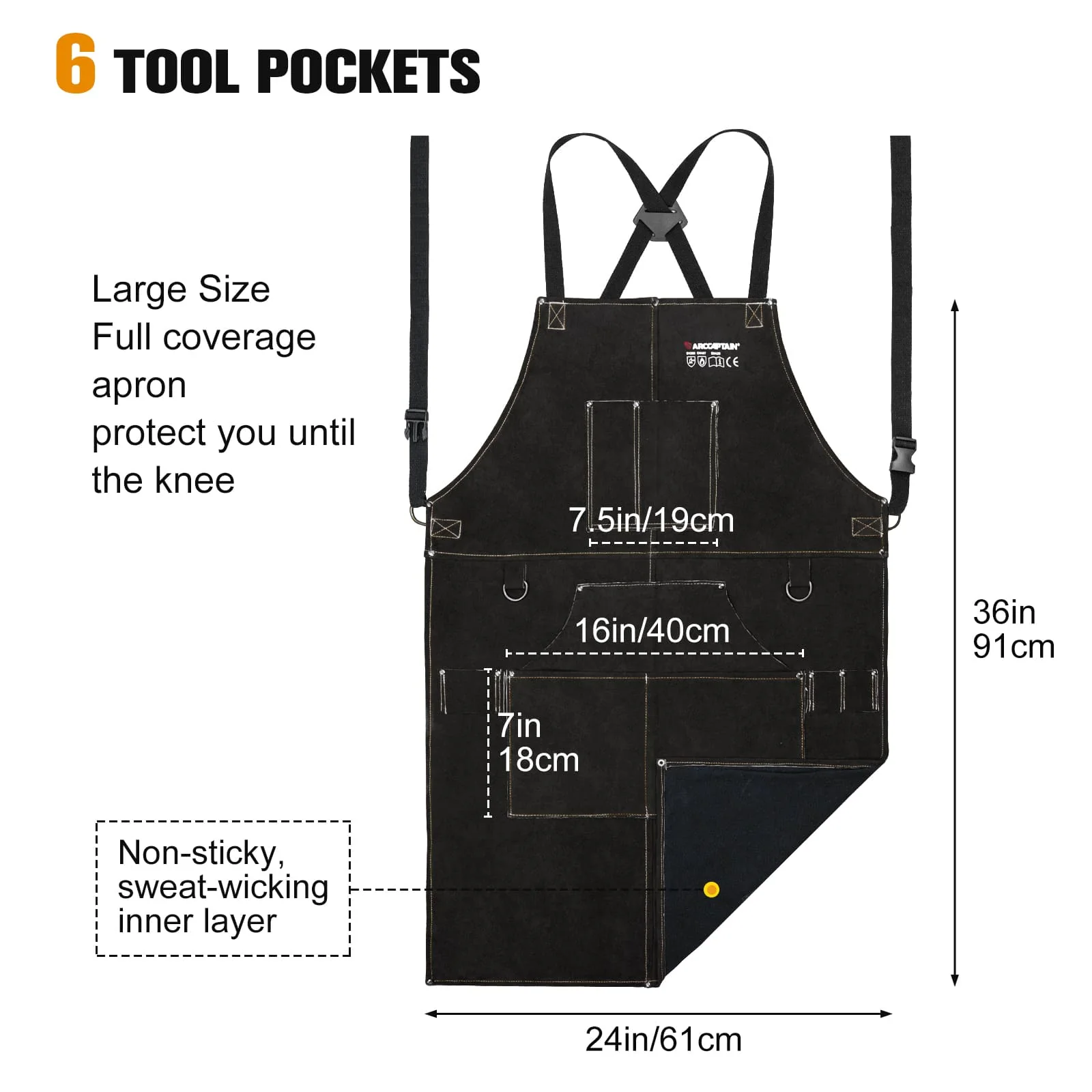 Arccaptain Leather Welding Apron Heat Flame Resistant Apron for Welding - Image 6