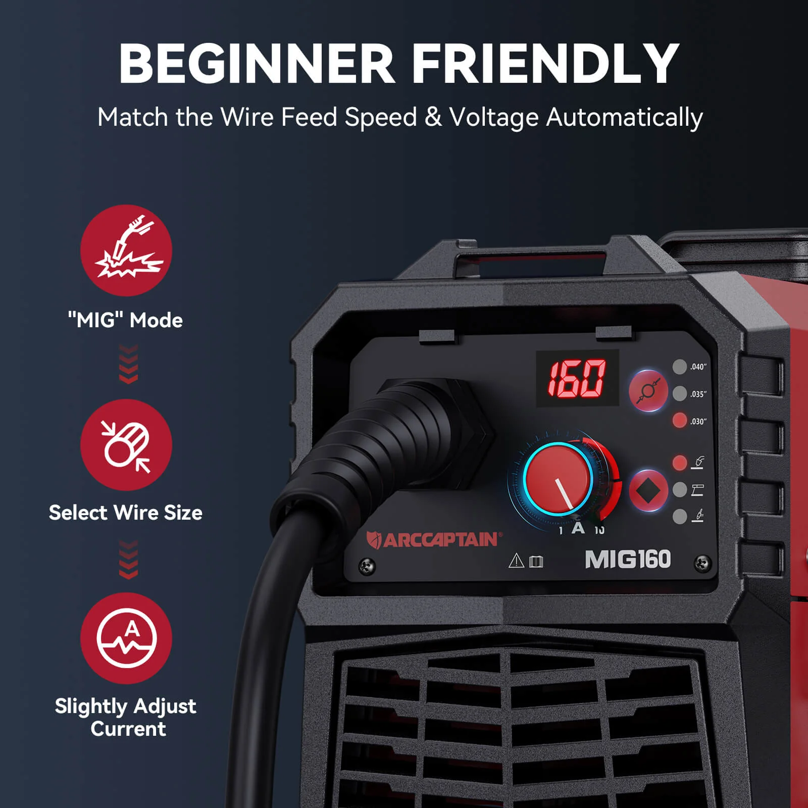 Arccaptain MIG160 4 in 1 Dual Voltage MIG Welder - Image 3