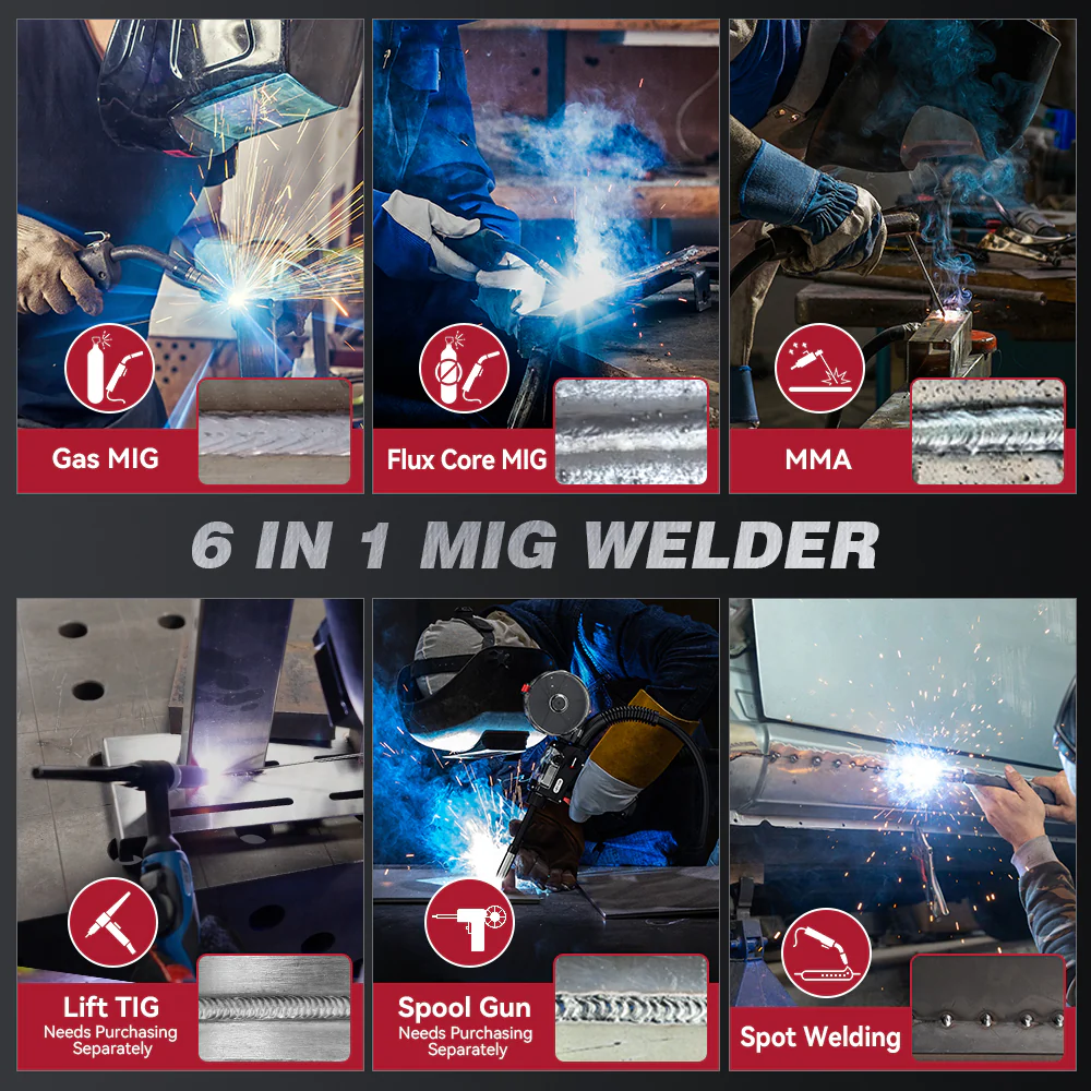 Arccaptain MIG165 Pro Dual Voltage Gas and Gasless MIG Welder - Image 3