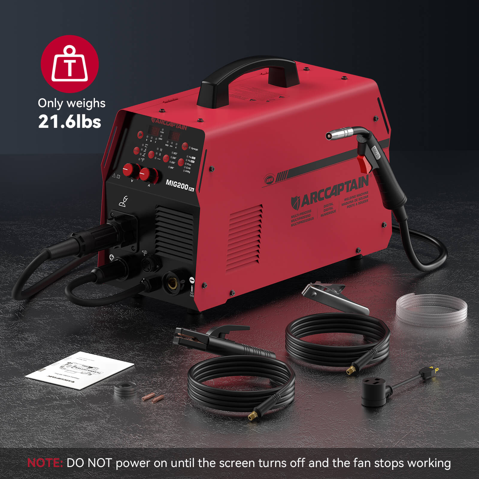 Arccaptain MIG200 Fit Affordable Beginners MIG Welder 200 Amps 6 in 1 - Image 4