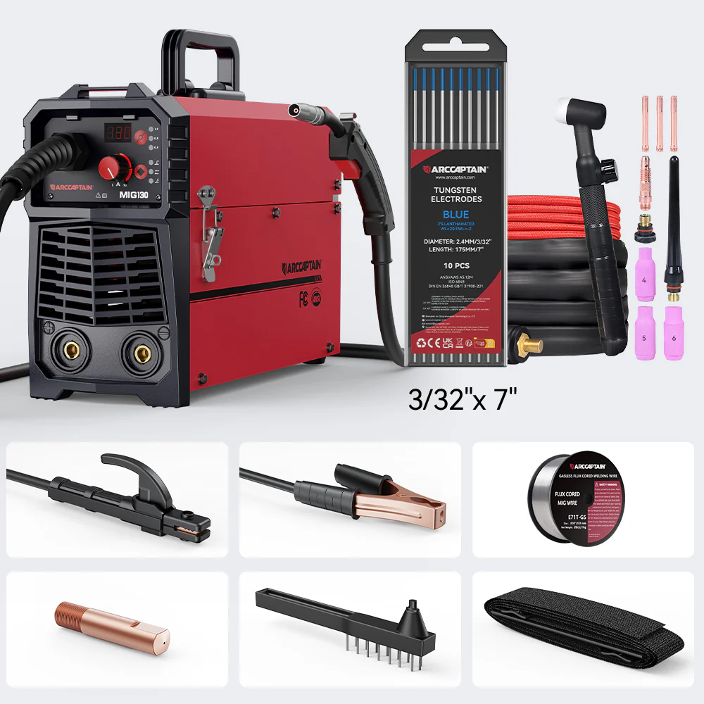 Arccaptain MIG130 Best 3 in 1 110V Portable No Gas Flux Core Welder - Image 11