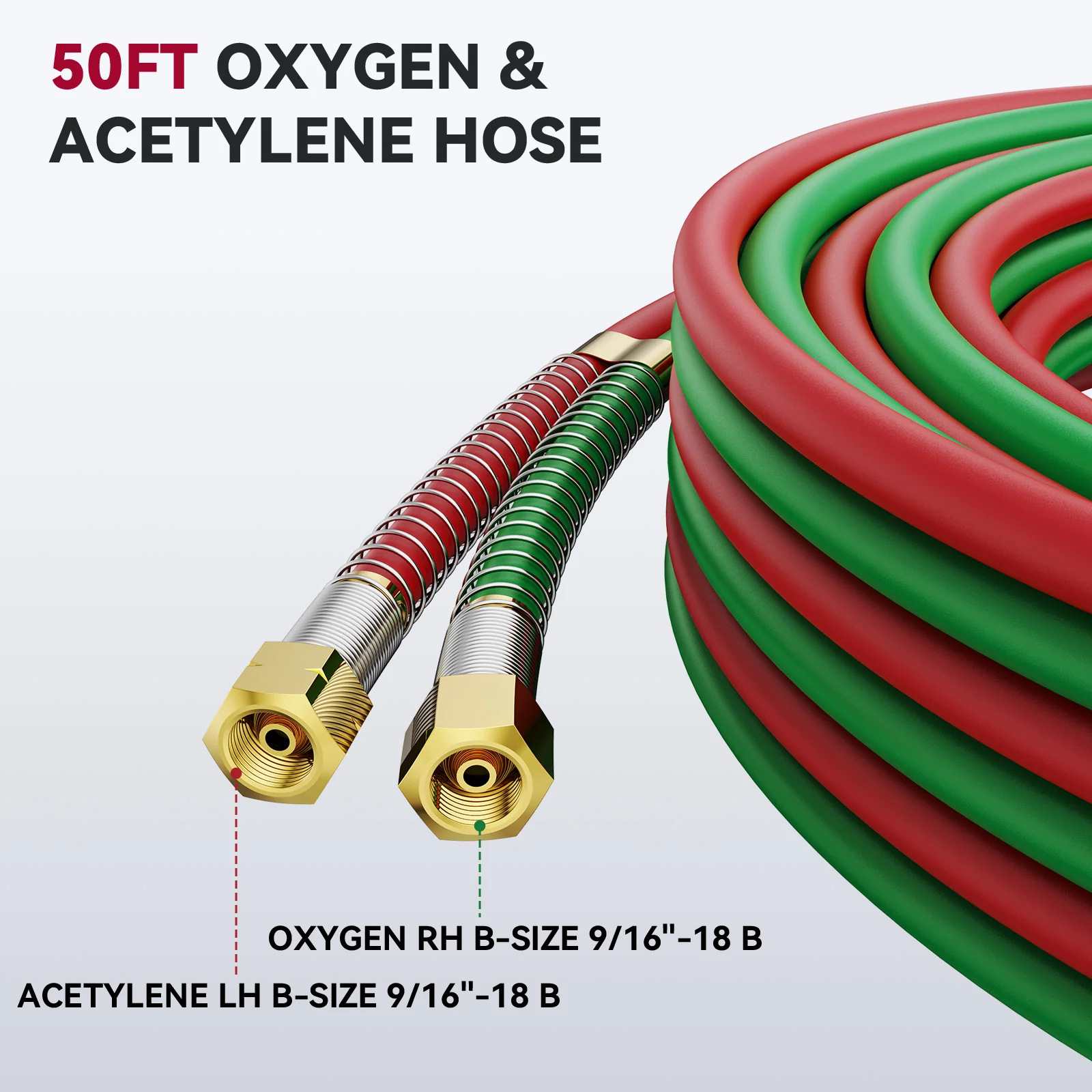 50FT Oxy Acetylene Twin Hose for Welding and Cutting Torch - Image 7