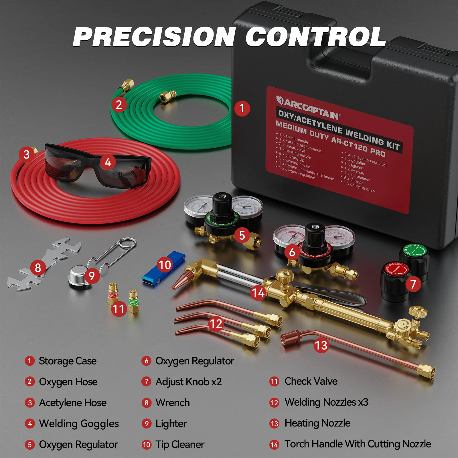 Oxygen Acetylene Cutting Welding Torch Kit with Hose AR-CT120Pro - Image 8