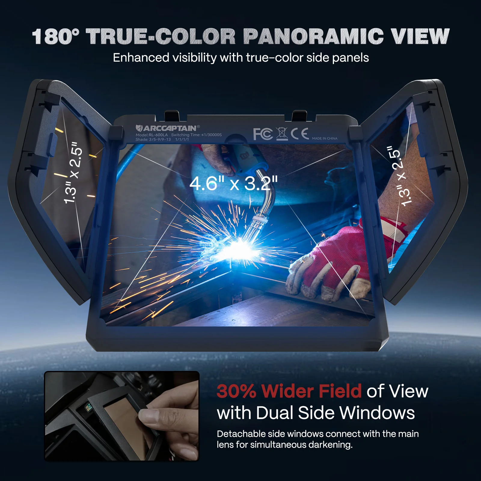 Super Large View Auto Shade Welder Helmet TriView X400 - Image 3