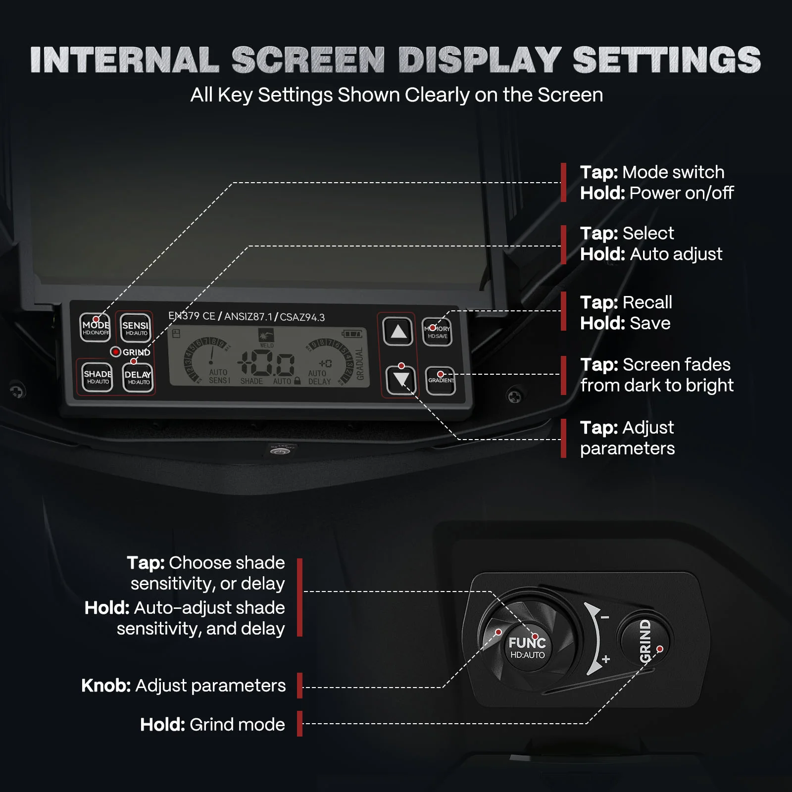 Super Large View Auto Shade Welder Helmet TriView X400 - Image 4