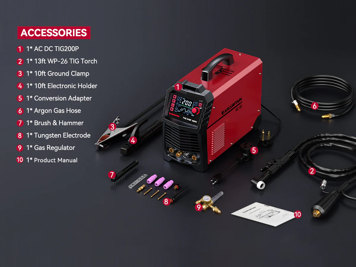 Arccaptain AC DC TIG200P Multi Process Pulse TIG Aluminum Welder - Image 12