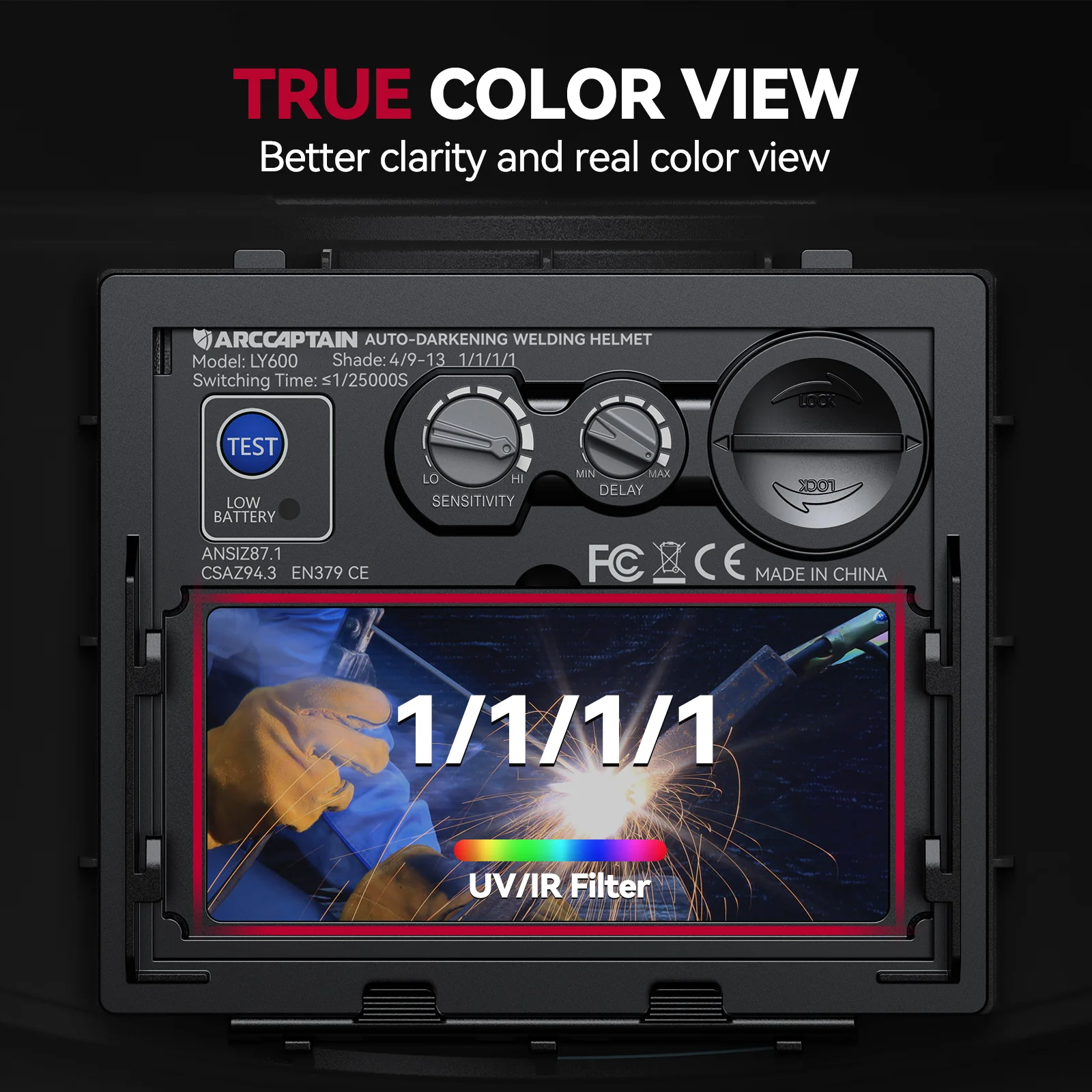 Welding Helmet Auto Dark with Light Black EXSpace X100 - Image 6