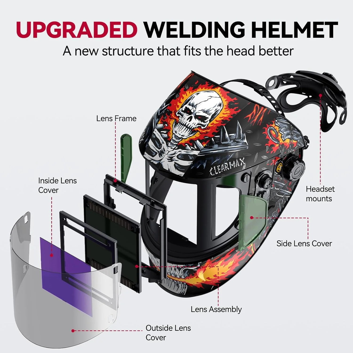 Super Large View 3.94" x 7.06" Welding Helmet with Side View EXSpace X300 - Image 11