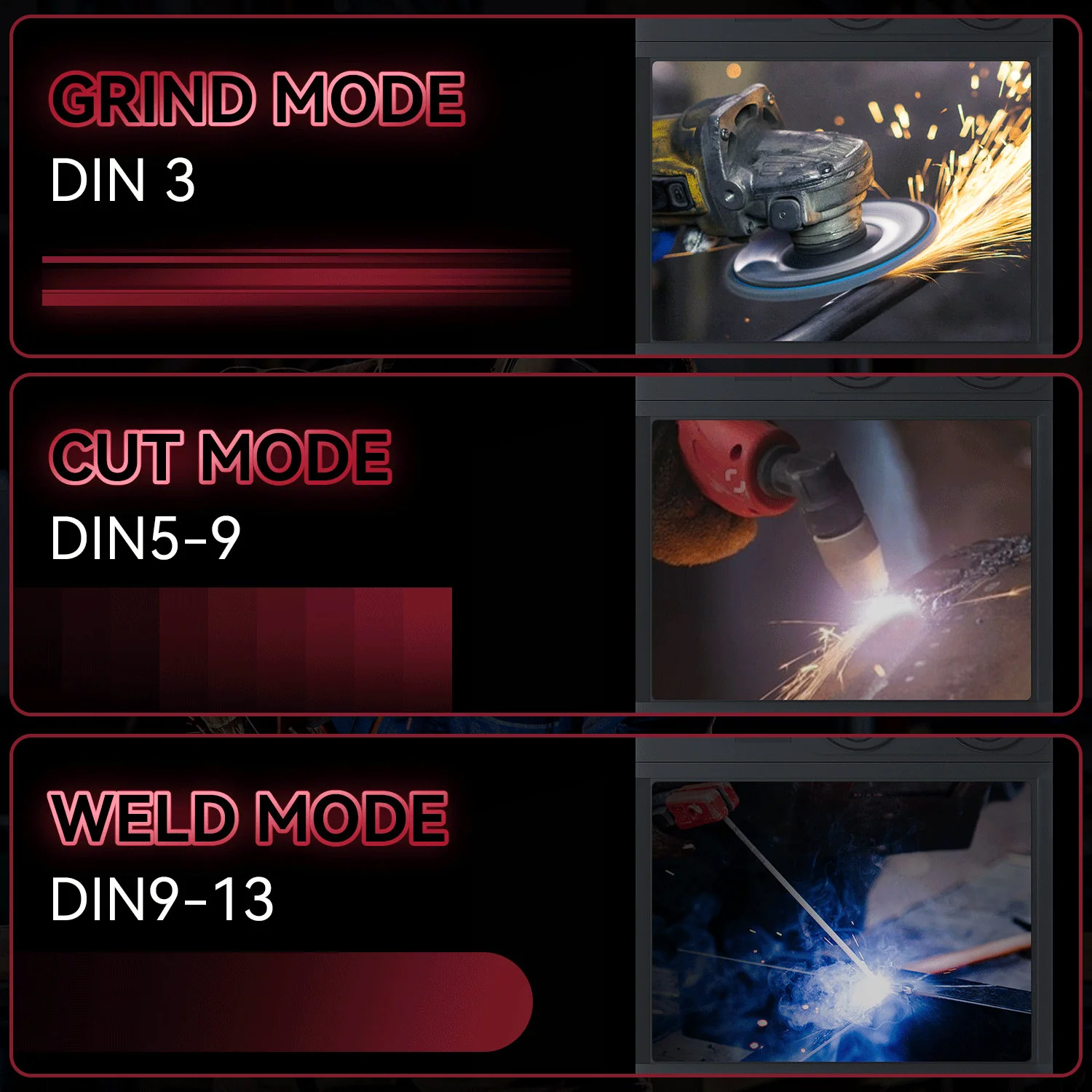 Super Large View 3.94" x 7.06" Welding Helmet with Side View EXSpace X300 - Image 13