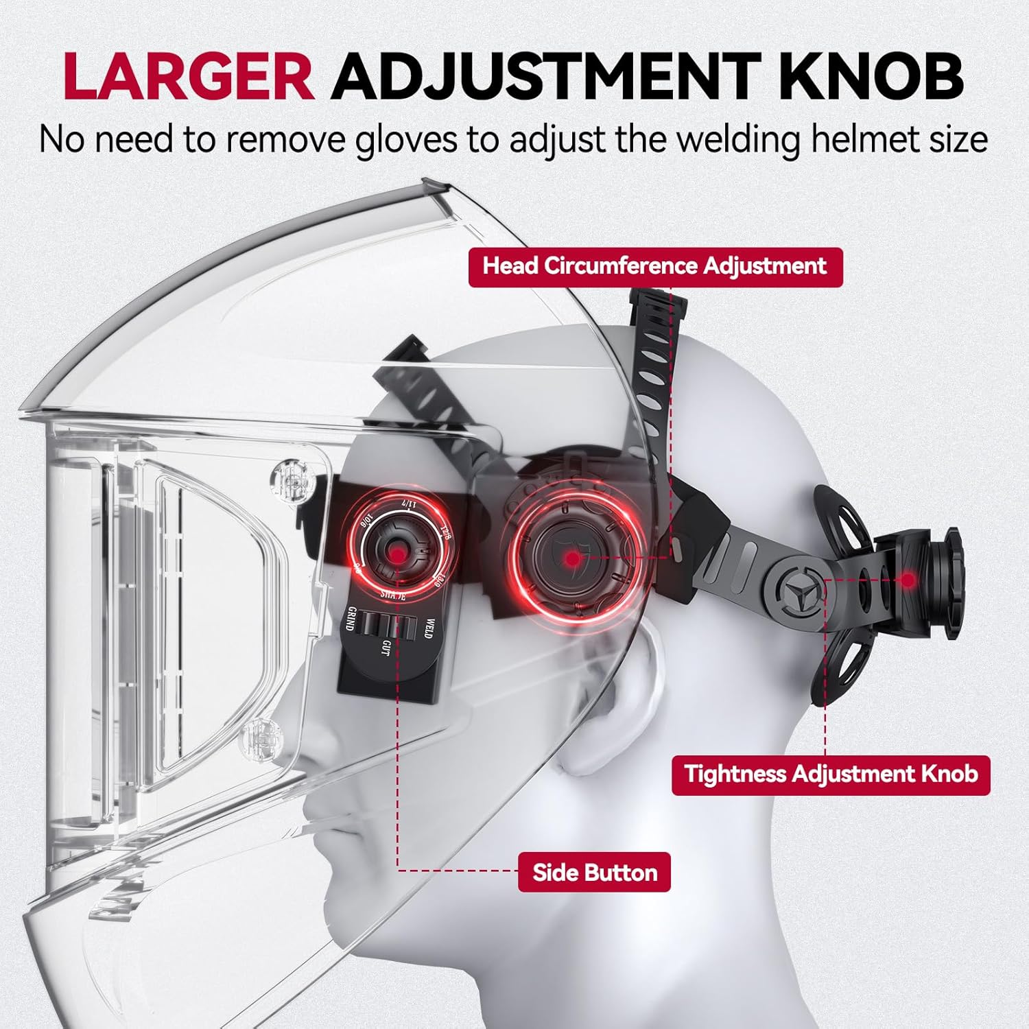 Super Large View 3.94" x 7.06" Welding Helmet with Side View EXSpace X300 - Image 15