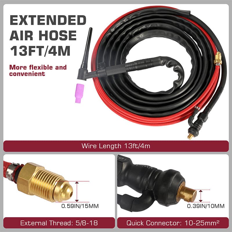 WP-17V 150 Amps 10-25mm TIG Welding Torch with 13ft Hose - Image 3