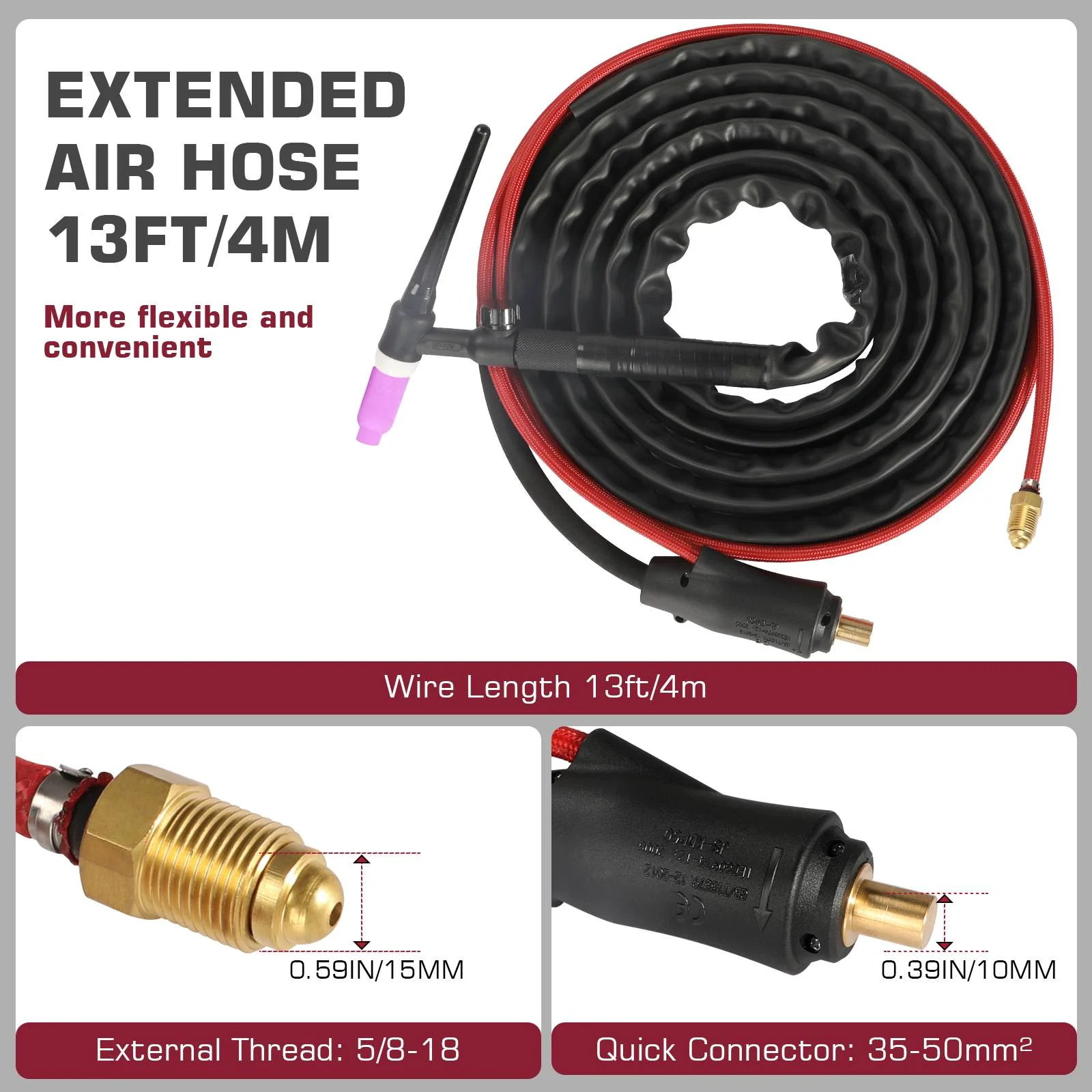 13ft WP-17V 150A Argon Lift TIG Torch with 35-50mm Connector - Image 3