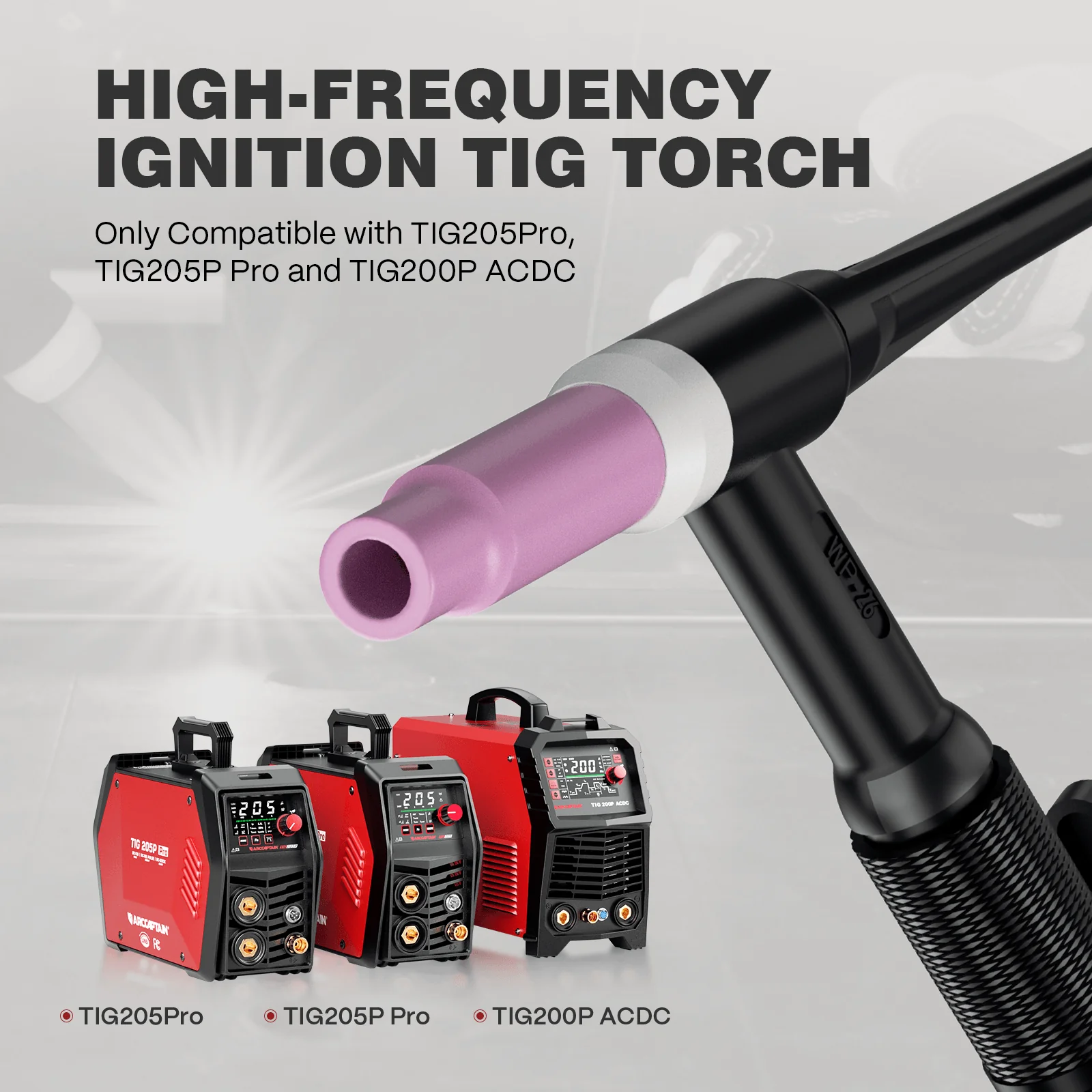 Arccaptain WP-26 150A Air-Cooled TIG Welding Torch with 13FT Cable - Image 6